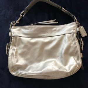 Coach silver leather purse